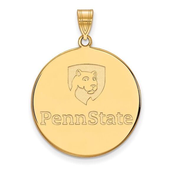 14k Gold Plated Silver Penn State XL Disc Pendant
